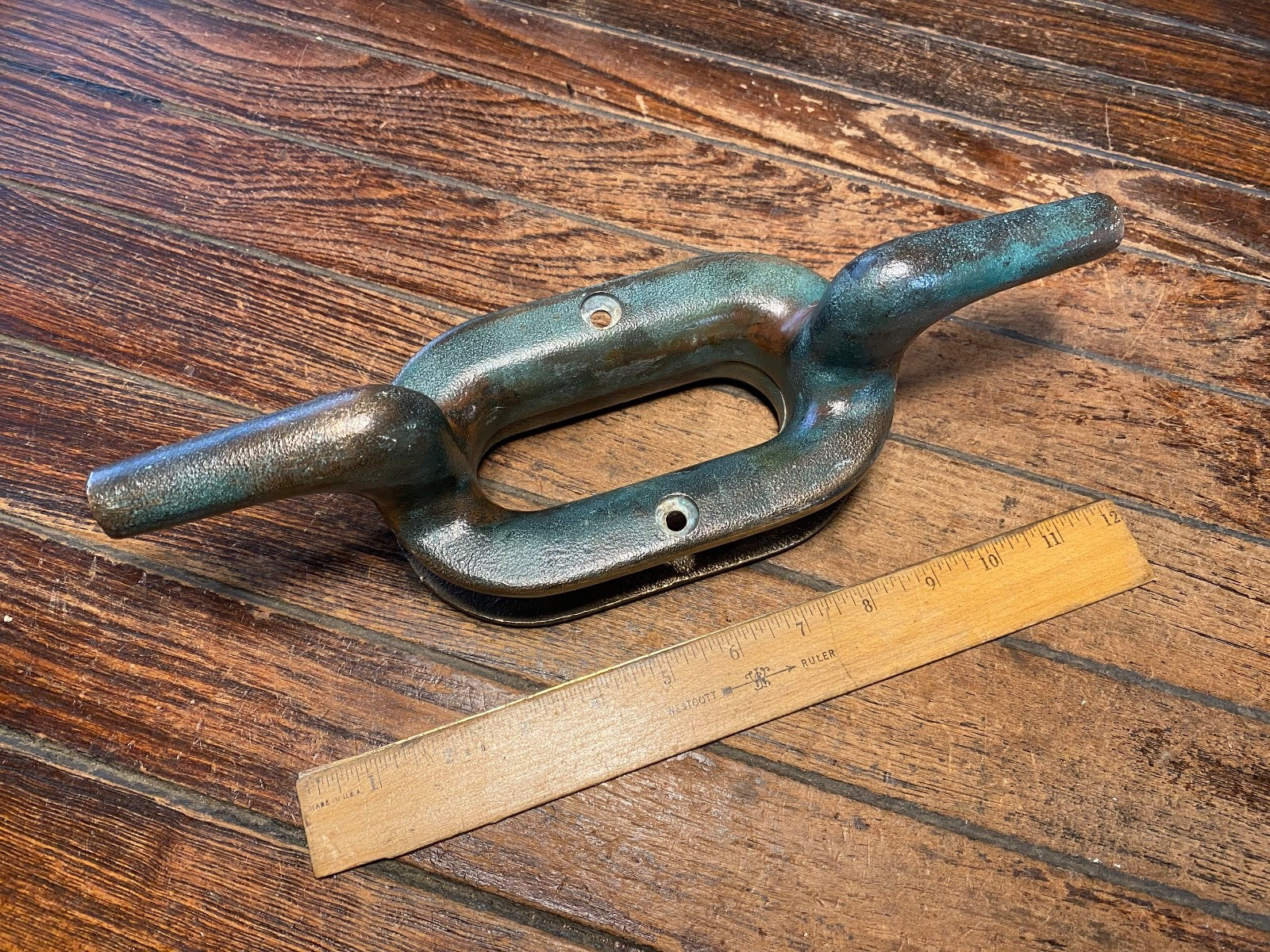 VINTAGE CAST BRONZE COMBINATION CLEAT/HAWSE HOLE 12" LONG (2 avail)