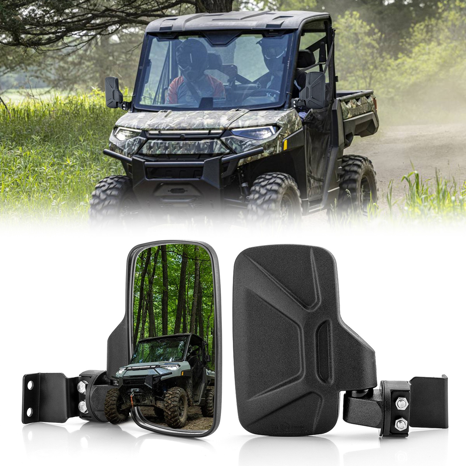 WEISEN Rear Side View Mirror Set Lock & Ride Cab For Polaris Ranger 500/SP 570