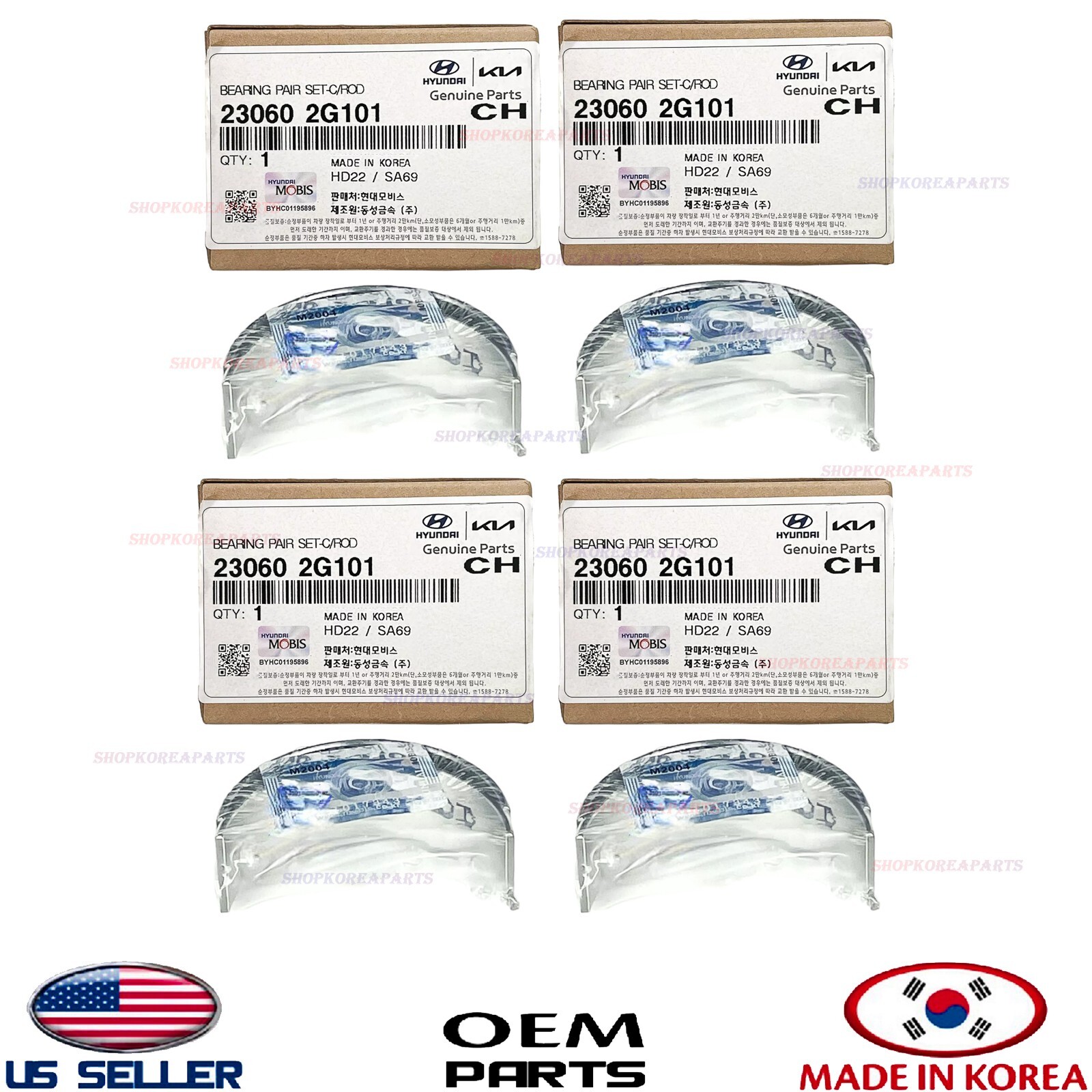 ✅8Pcs Genuine✅ Rod Bearing Genesis Santa Fe Sonata Forte Optima Sorento 2.0/2.4