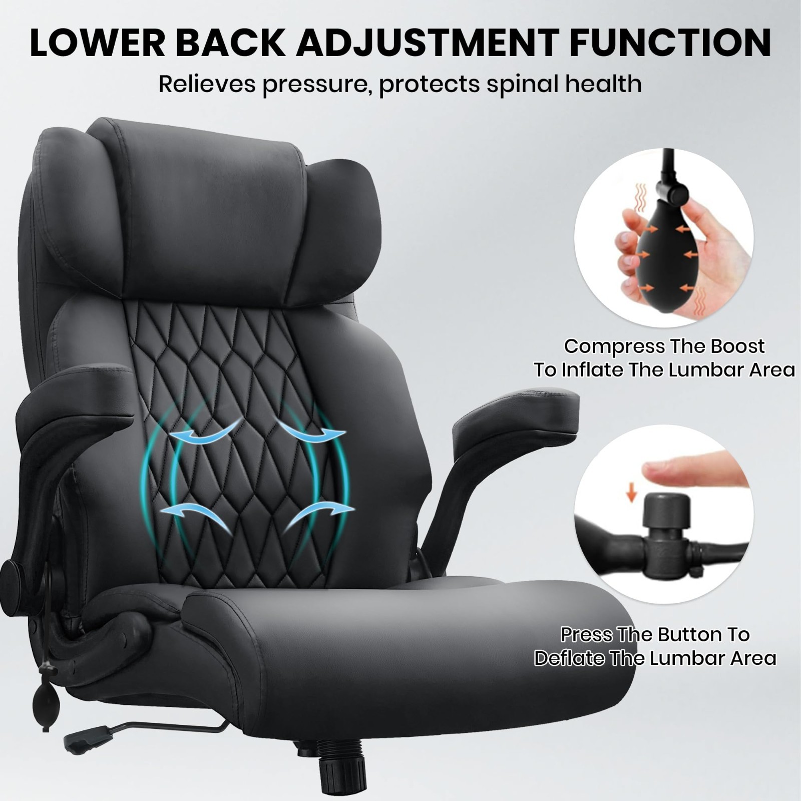 Big and Tall Office Chair 500lbs Computer Desk Chair Upgraded Rubber Wheels