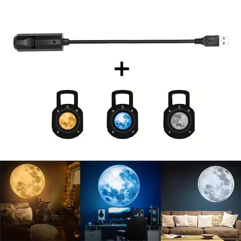USB Moon Earth Projector Light Ceiling Night Lamp Home Atmosphere Decor Hot USA