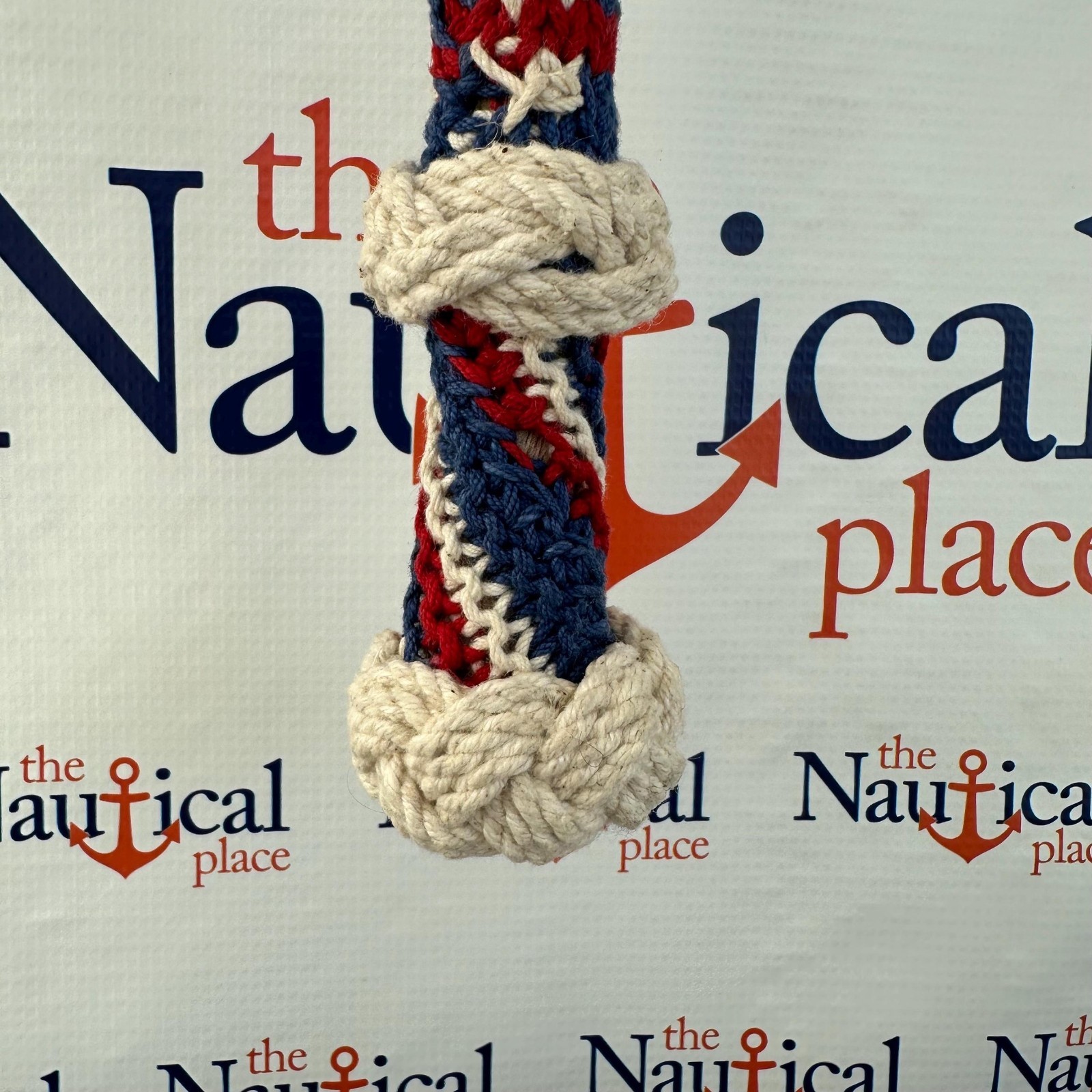 Americana Rope Bell Pull w/ Monkey Fist Knot Ball & Brass Shackle, Patriotic