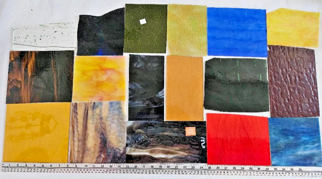 8 Pounds of Assorted Multicolor Stained-Glass Large Scraps/Sheets