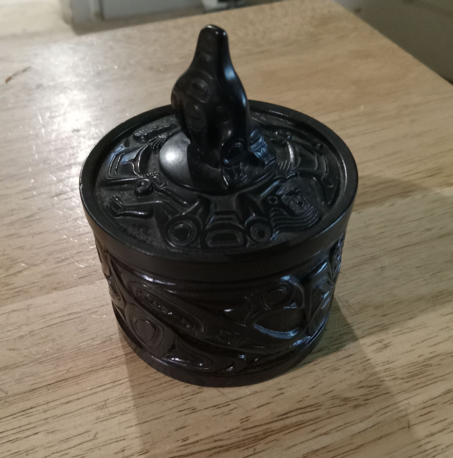 Boma Haida Native Art Desk Trinket Bowl Canadian Indigenous Carved Resin Box