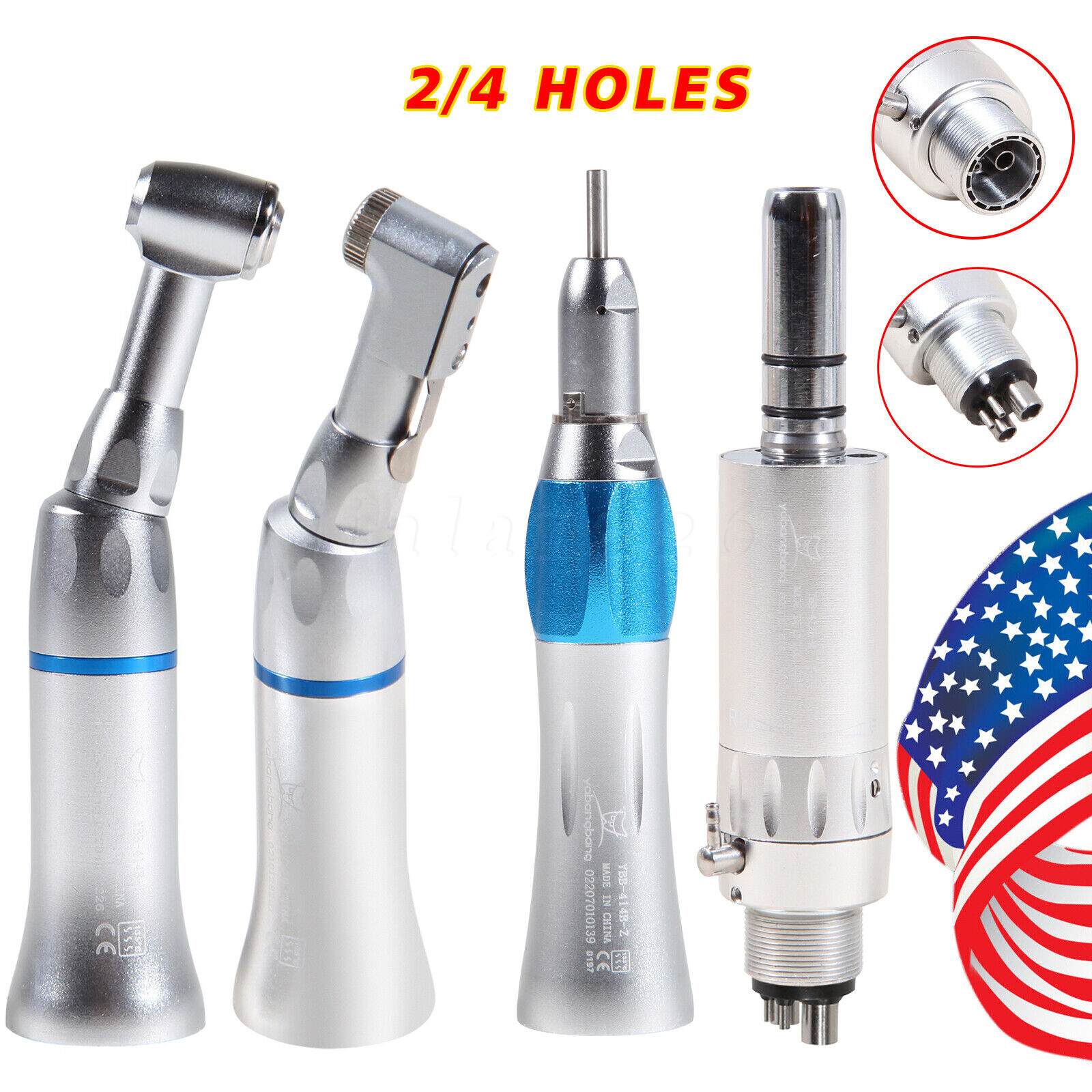 NSK Style Dental Slow Low Speed Handpiece Contra Angle Straight Motor 2/4 HOLES