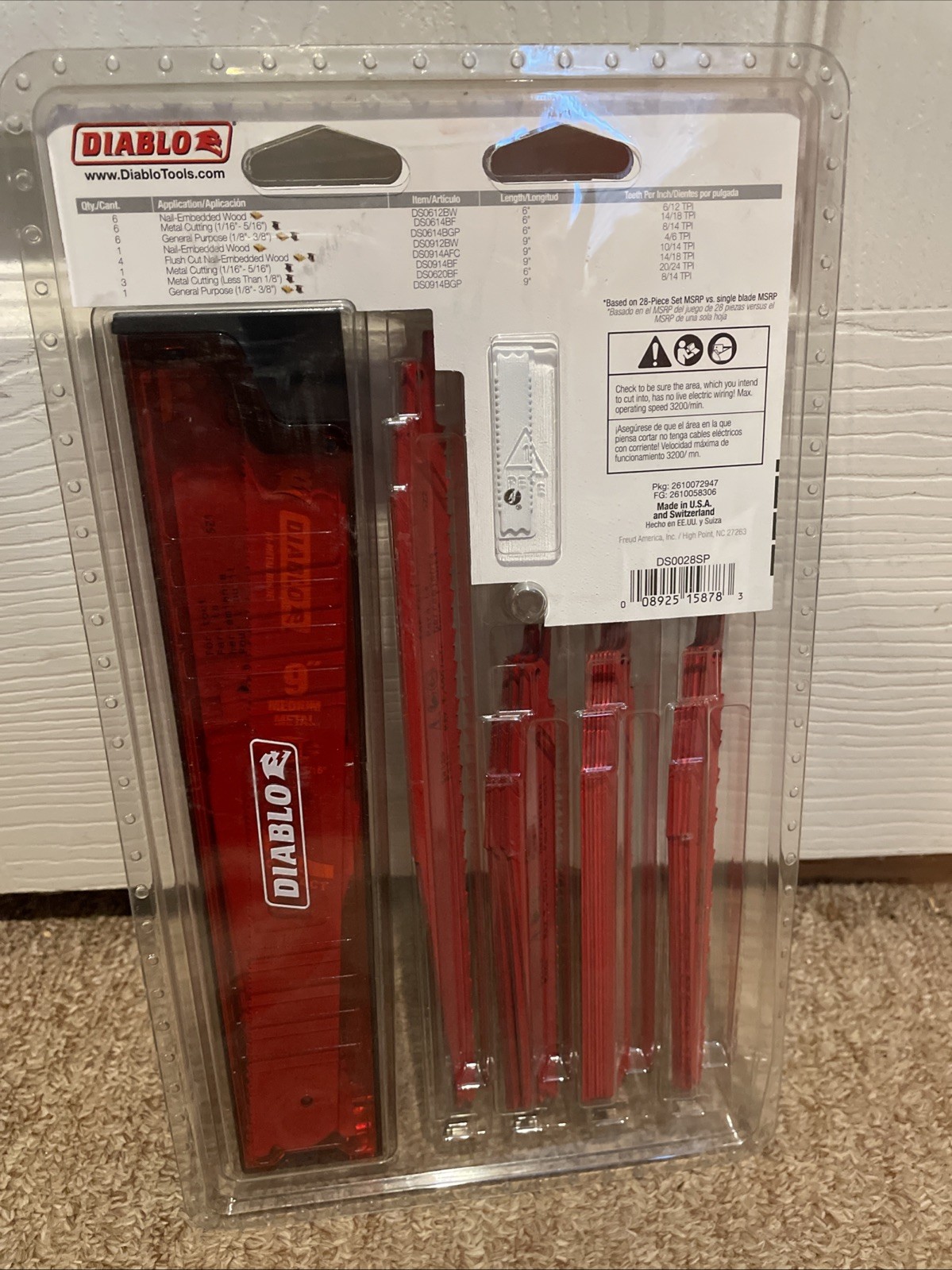 DIABLO 28-Piece Bi-Metal Reciprocating Saw Blade Set NEW/SEALED DS0028SP