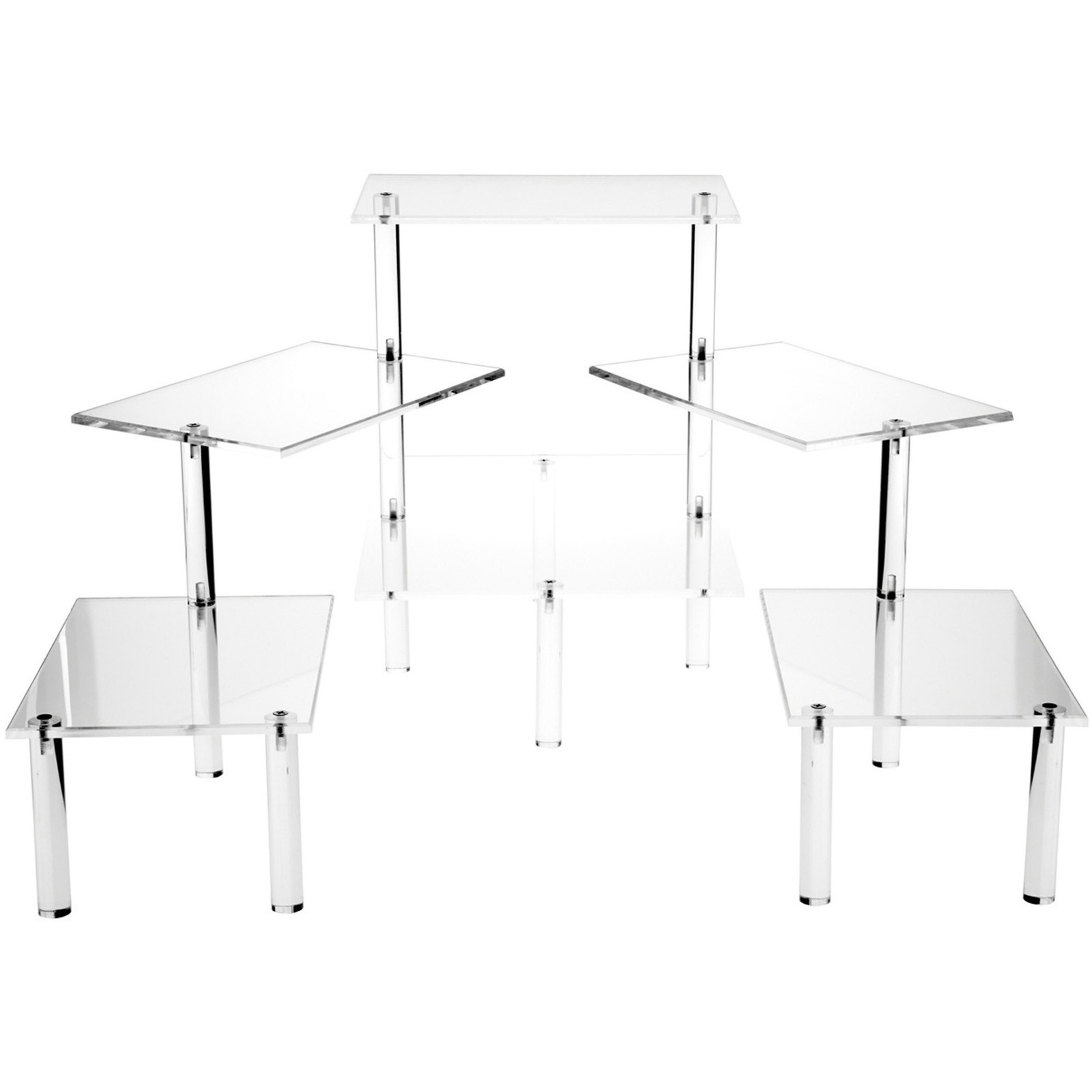 Plymor Clear Acrylic Rectangular 6-Platform Display, 19" H x 61.75" W