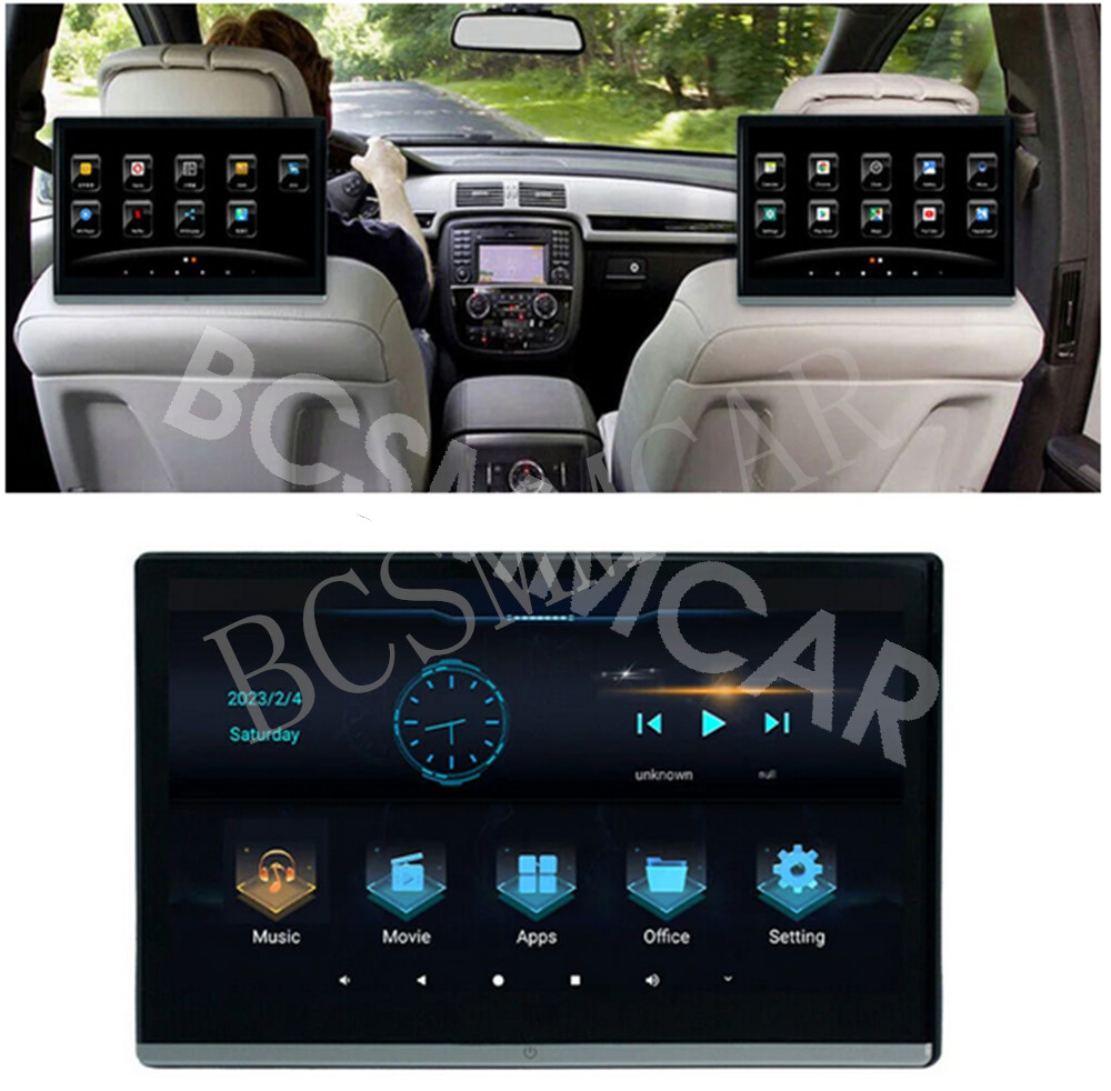 Car Headrest Monitor Touch Screen Video Music TV Player Dual HMDI For Rear Seat