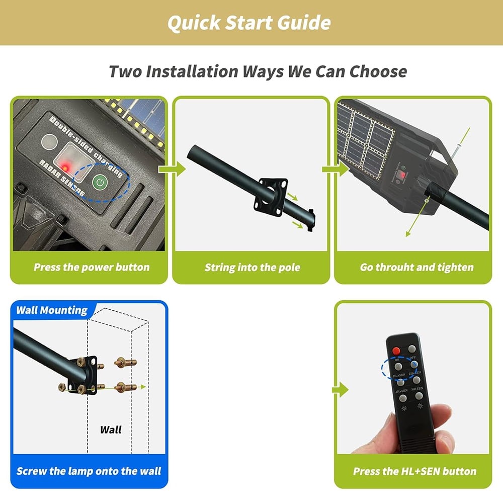 OCEST Solar Street Light Outdoor, 66000 Lumens, Double-Sided Monocrystalline