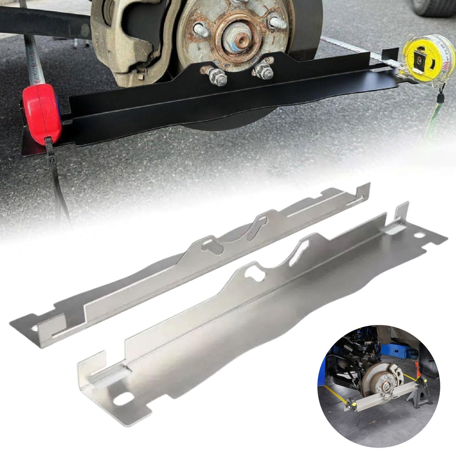 Toe Alignment Tool Plates With 2 Tape Measures, Car Wheel Alignment Gauge Set