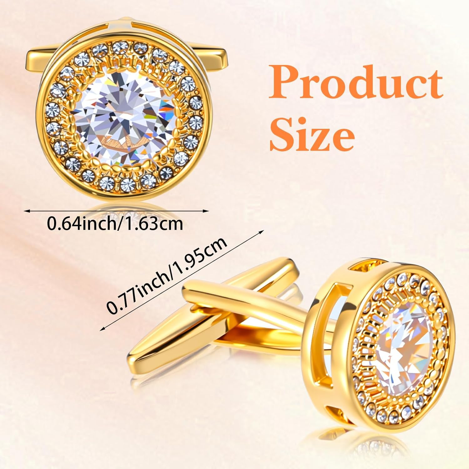 Cufflinks for Men Cuff Links Diamond Crystal Cuff Mens Personalized Classic roun