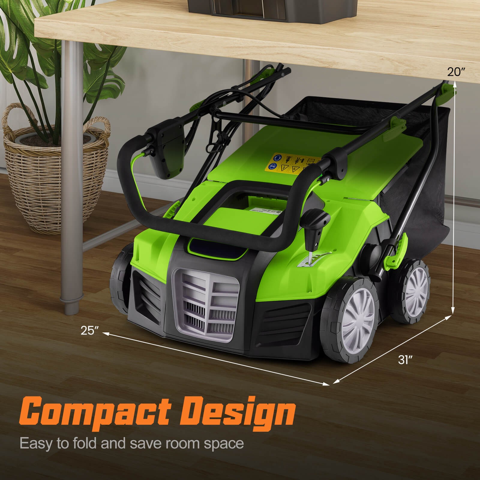 16-Inch Electric Dethatcher & Scarifier 15A 2-In-1 Lawn Dethatcher