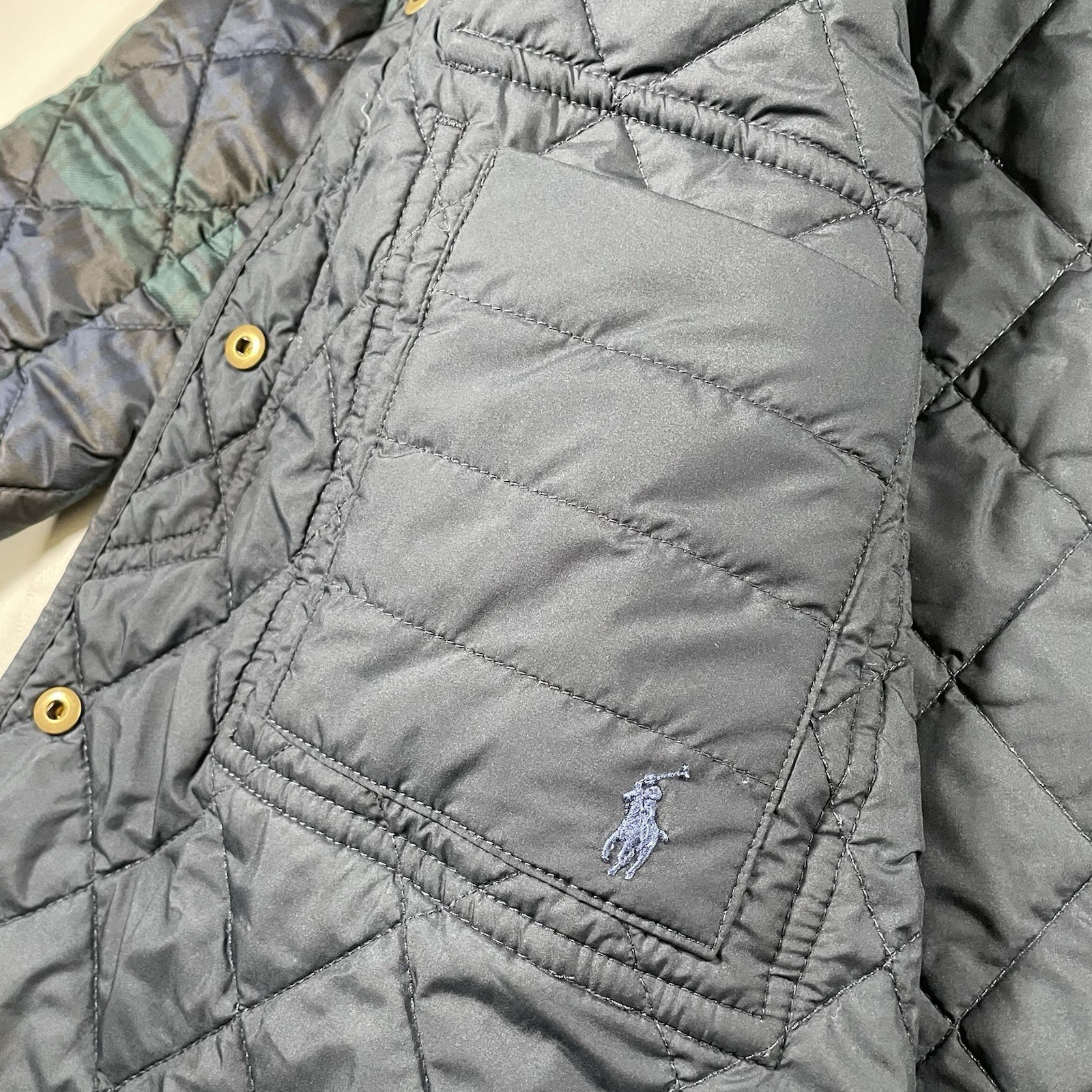 Polo Ralph Lauren Girls Kids 6X Reversible Quilted Plaid Jacket Snap Shield