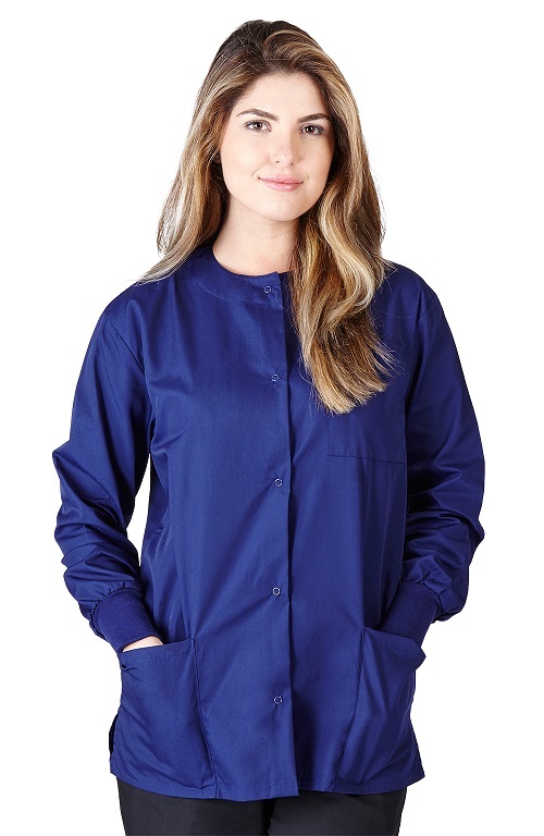 Unisex Medical Hospital Nursing Warm Up Top Scrubs Jackets 3-Pockets for Women