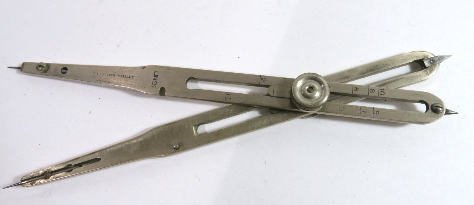 Vintage Dietzgen Made in USA 7 1/4" Proportional Dividers with Original Case