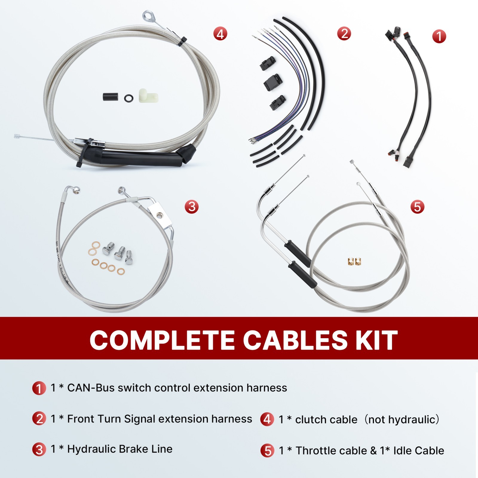 2014-2024 Sportster ABS Brake Line Clutch Cable for Harley XL 883 1200 12 in Bar