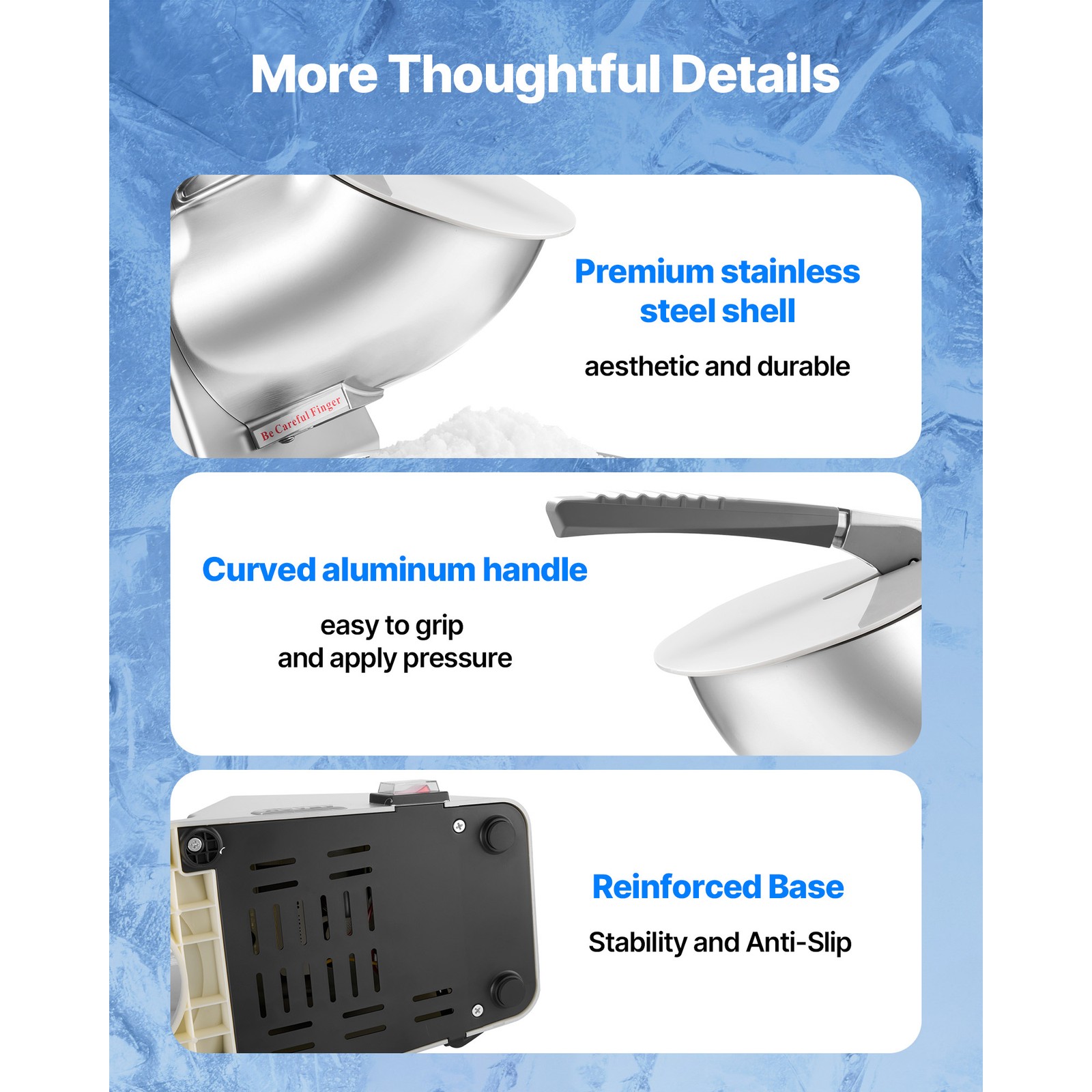 Uimoso Electric Ice Crusher Machine 143LBS/H for Shaved Ice and Snow Cones