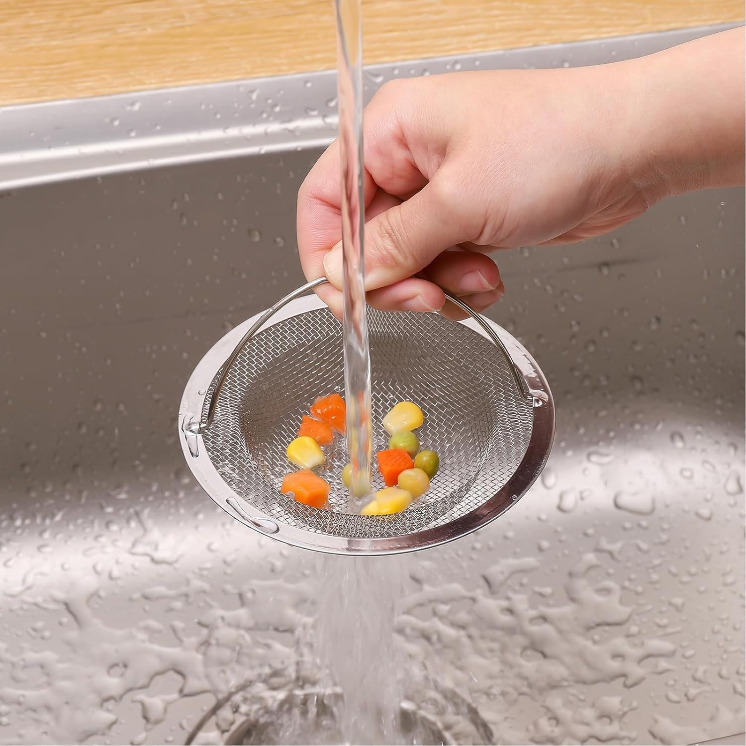 Kitchen Sink Strainer Large Wide Rim 4.5" Stainless Steel Mesh Drain Filter