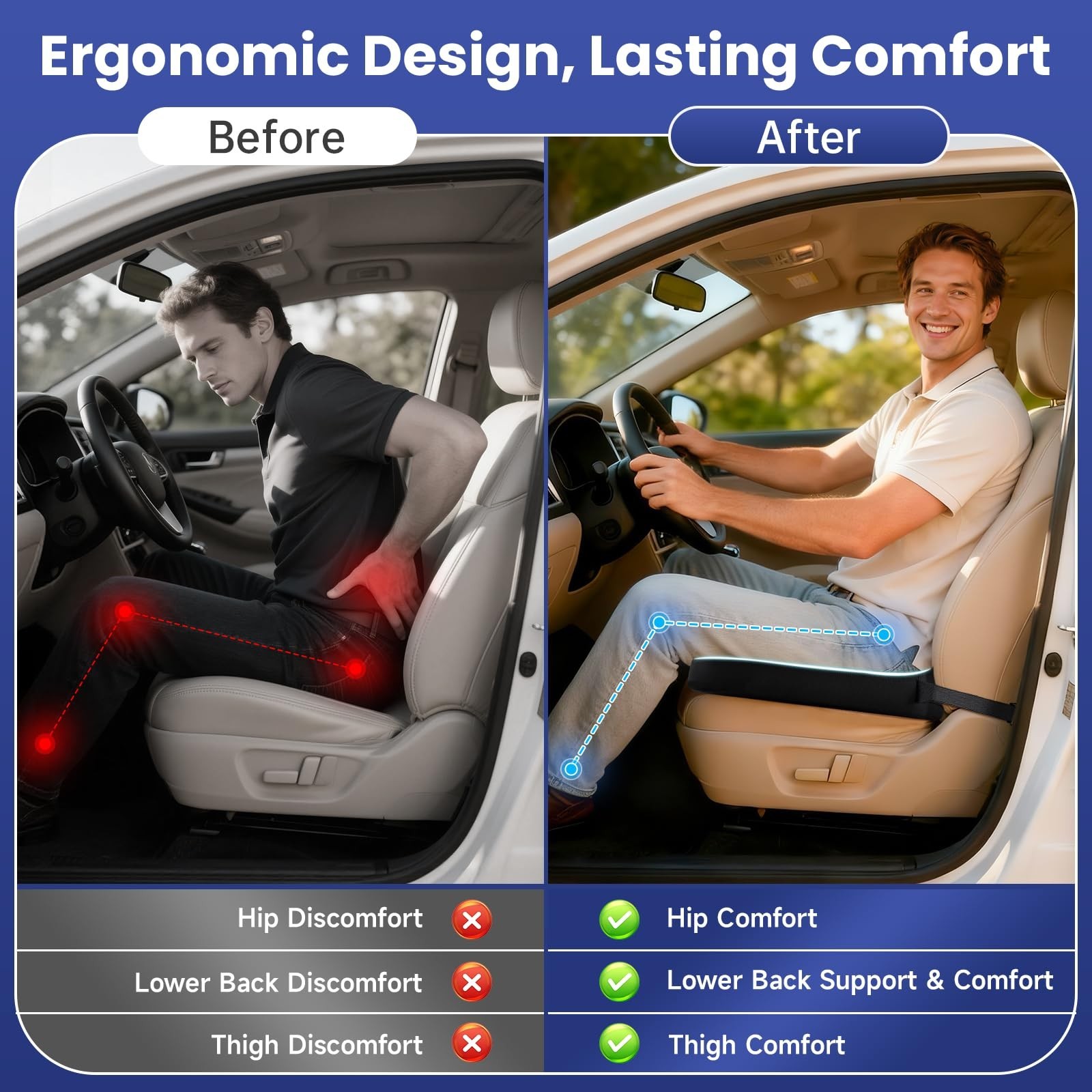 Long Truck Seat Cushion Car Seat Cushion for Car Seat Driver Truck Driver for...