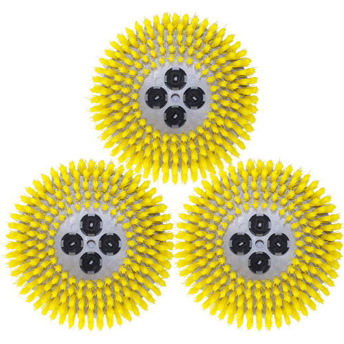 19" Cimex Yellow Polypropylene Soft Brushes Set of 3 Fits 48 Series Machine 4803