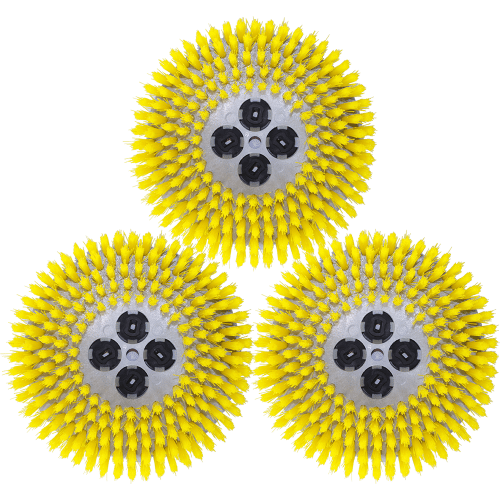 19" Cimex Yellow Polypropylene Soft Brushes Set of 3 Fits 48 Series Machine 4803