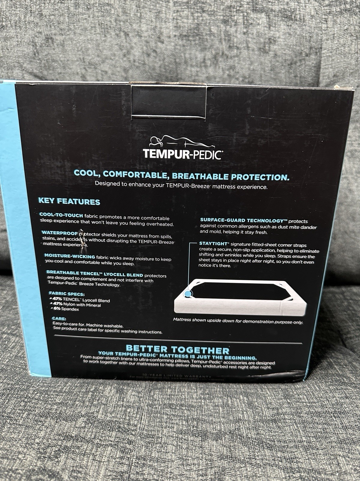 Tempur-Pedic Tempur-Breeze White Queen Mattress Protector Brand New Retail $289*