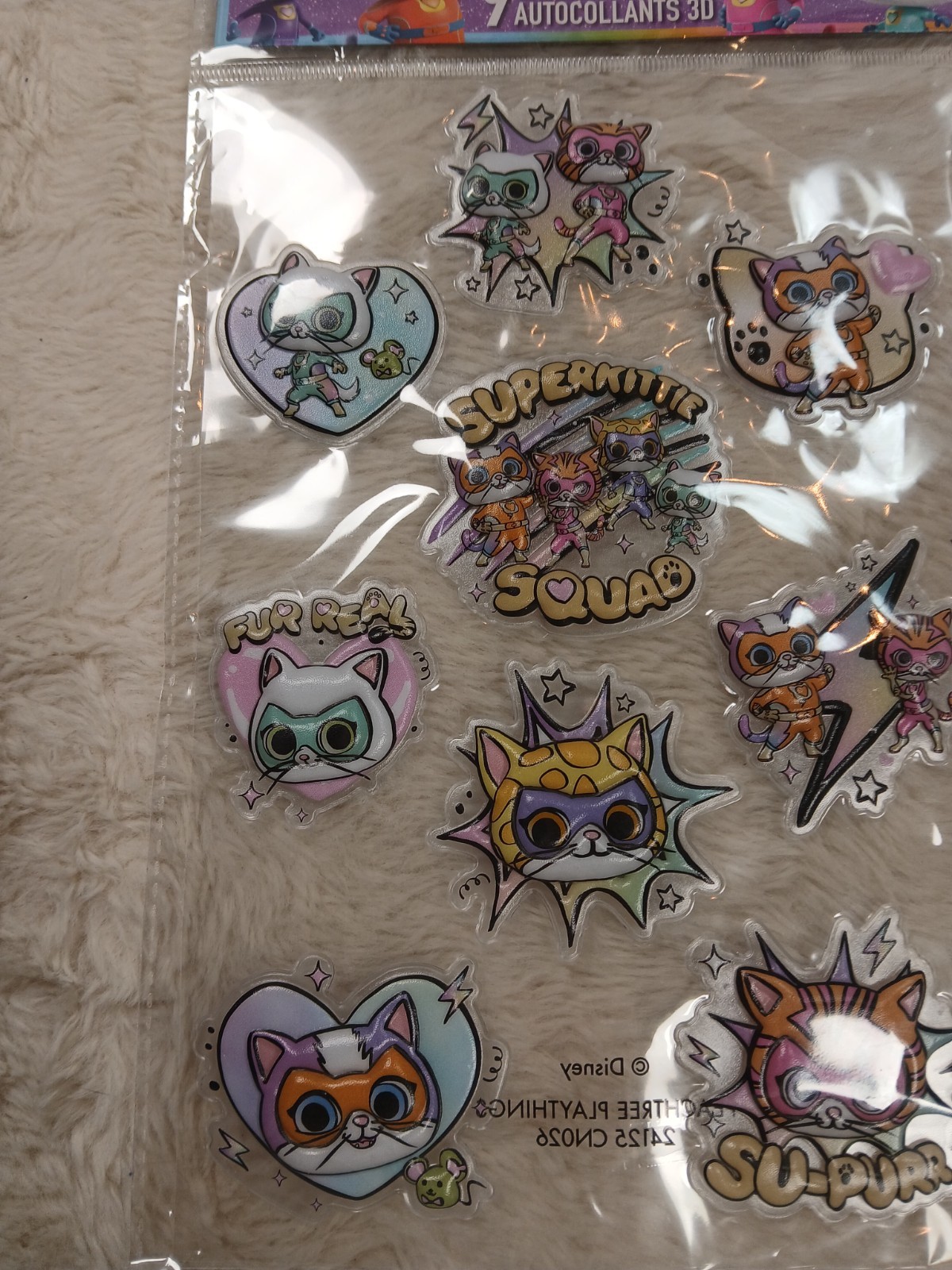 Disney Super Kitties 3D Sticker 5 Pack Multicolor Lot Rare
