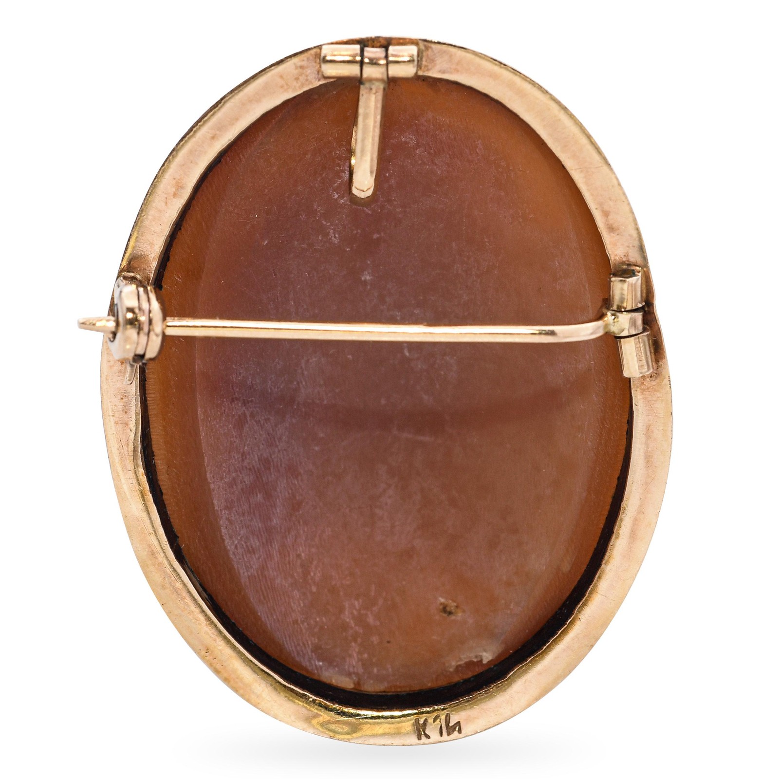 Vintage 10k Yellow Gold Floral Motif Shell Cameo Brooch