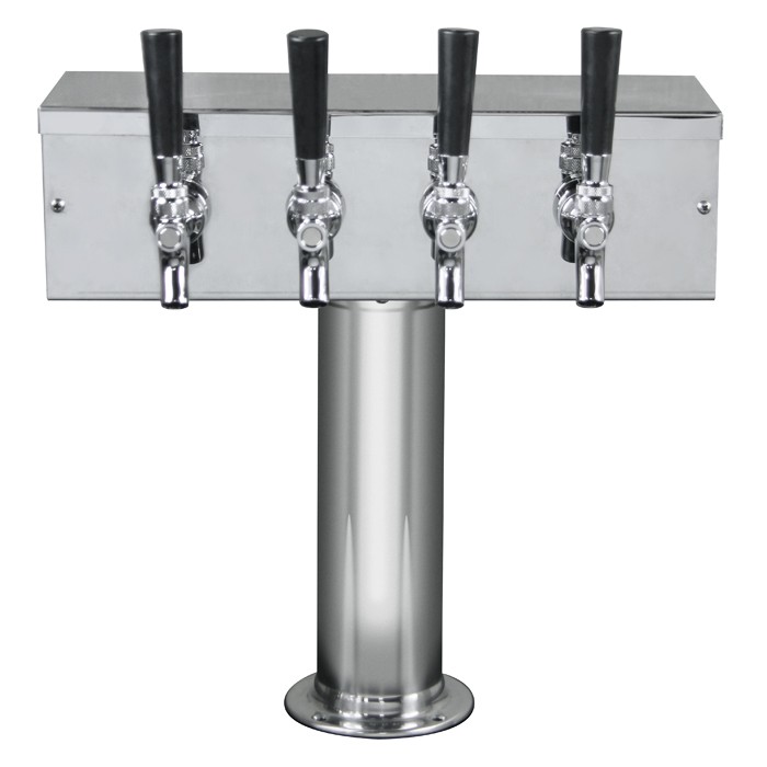 Kegco TTOW-4F-SS Polished Stainless Steel T-Style 4 Faucet Taps Beer Tower