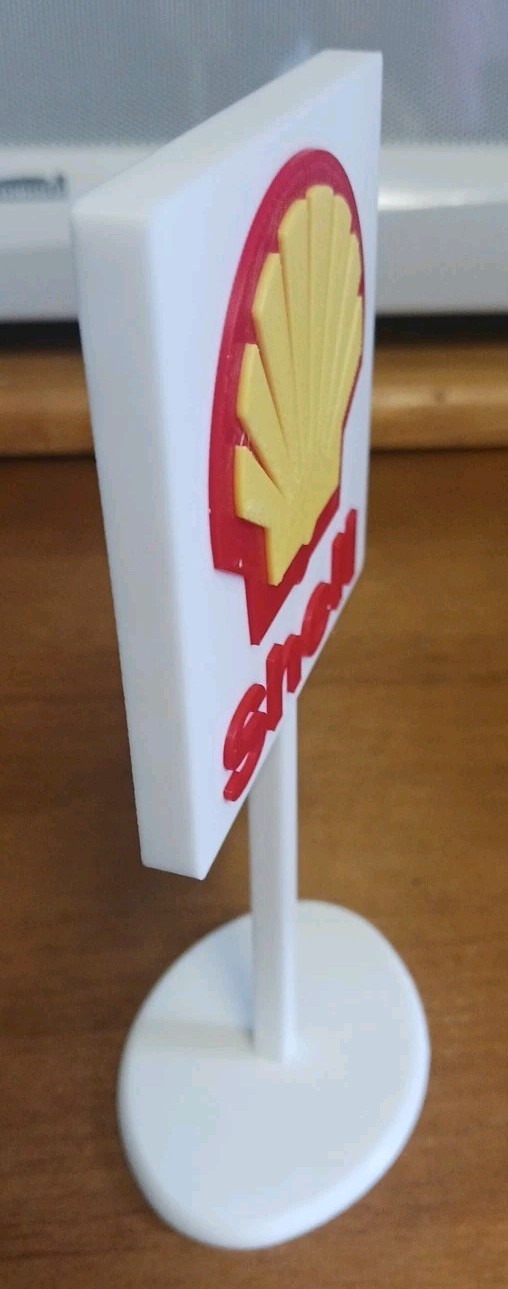 Shell Gasoline Gas Oil Miniature 3d Printed Sign. 6.5" Tall.