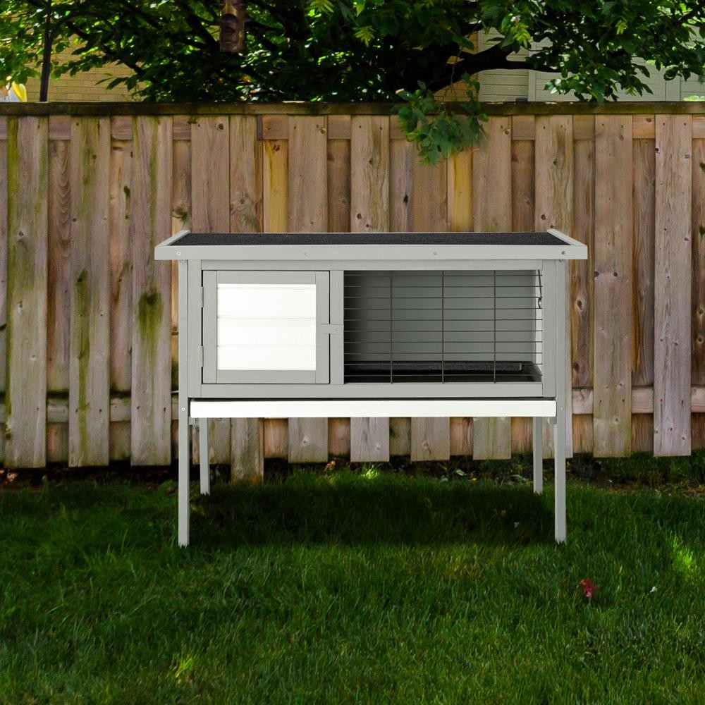 36" Gray Rabbit Bunny Pet Cage Small Animal House Chicken Coop Single Deck