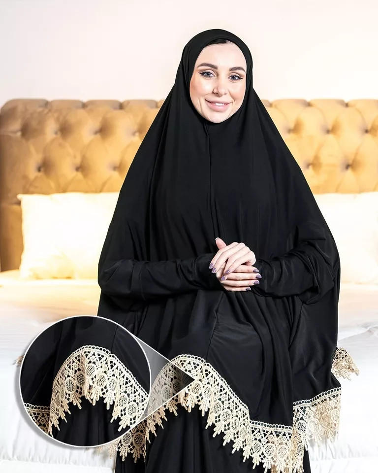 🌸 Women’s 2-Piece Lycra Prayer Dress | Solid Color | Long Sleeve Hijab 🌙