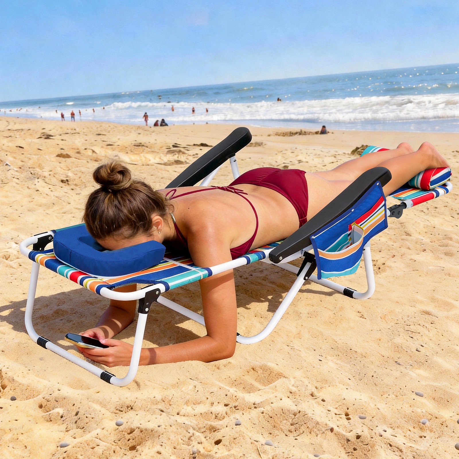 NAIZEA Tanning Chair 5-Position Adjustable Reclining Beach Lounge Chair Sun Cot