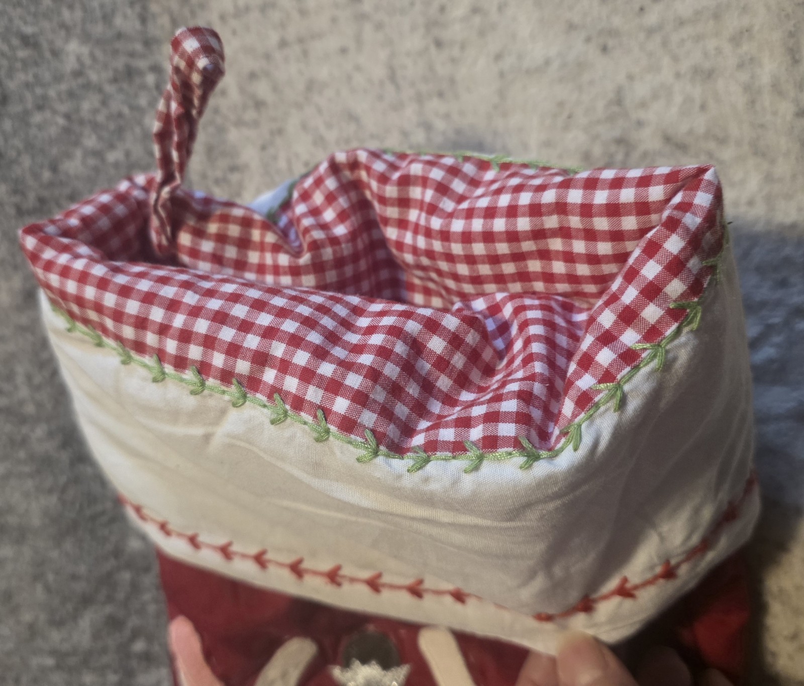 Pottery Barn Kids Quilted Brunette Ballerina Gingham Christmas Stocking 20 Inch