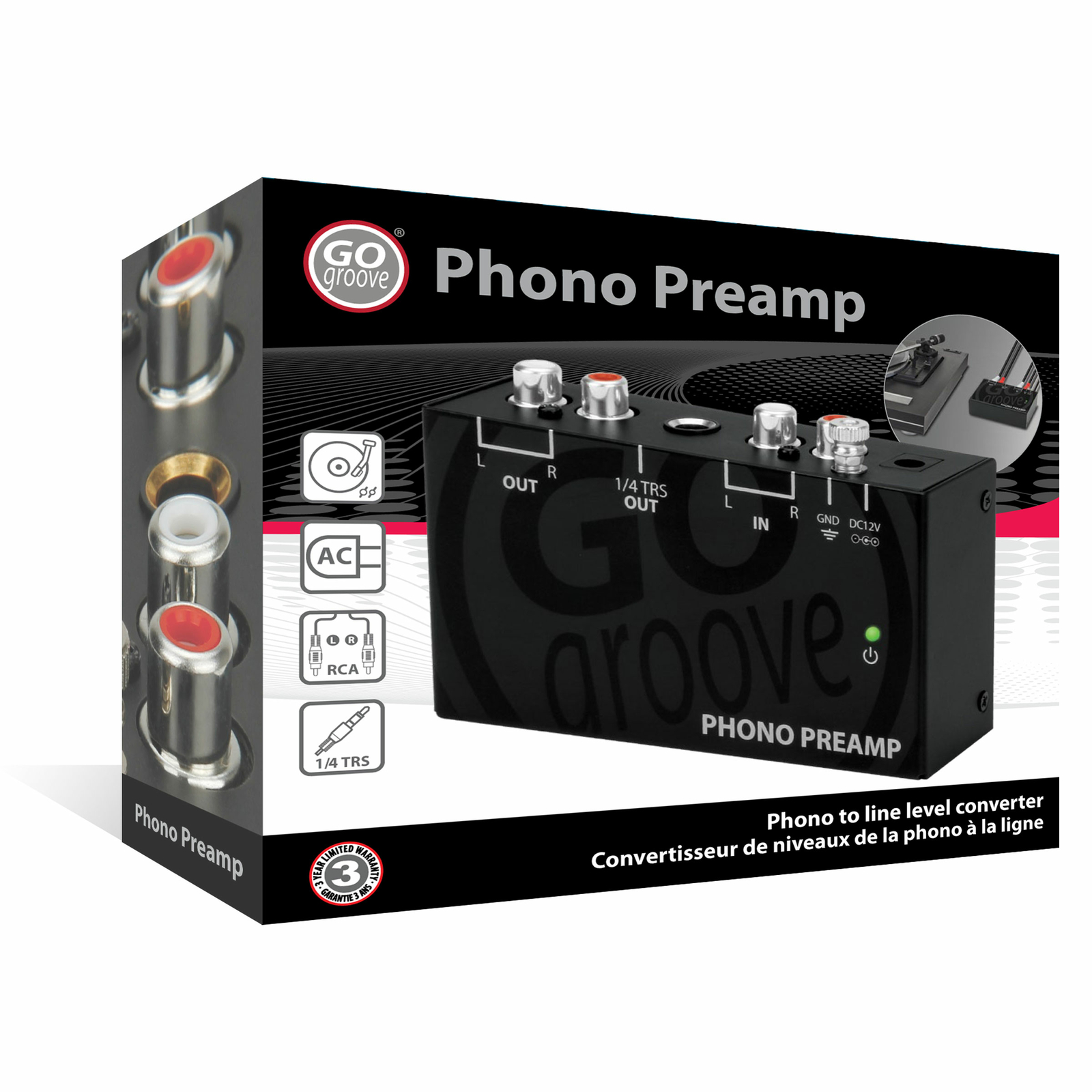 (REFURBISHED) Ultra Compact Phono Turntable Preamp with 12 Volt AC Adapter