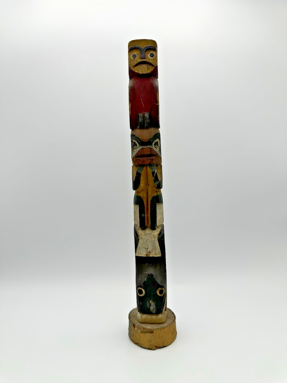 Old 12 1/4" Pacific Northwest Coast Carved Cedar Totem - Antique Native American