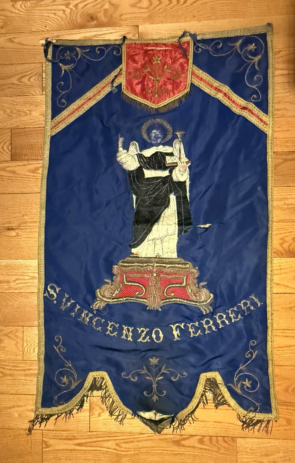 Vintage Catholic Processional Banner Dedicated To St Vincent Ferrer Banner