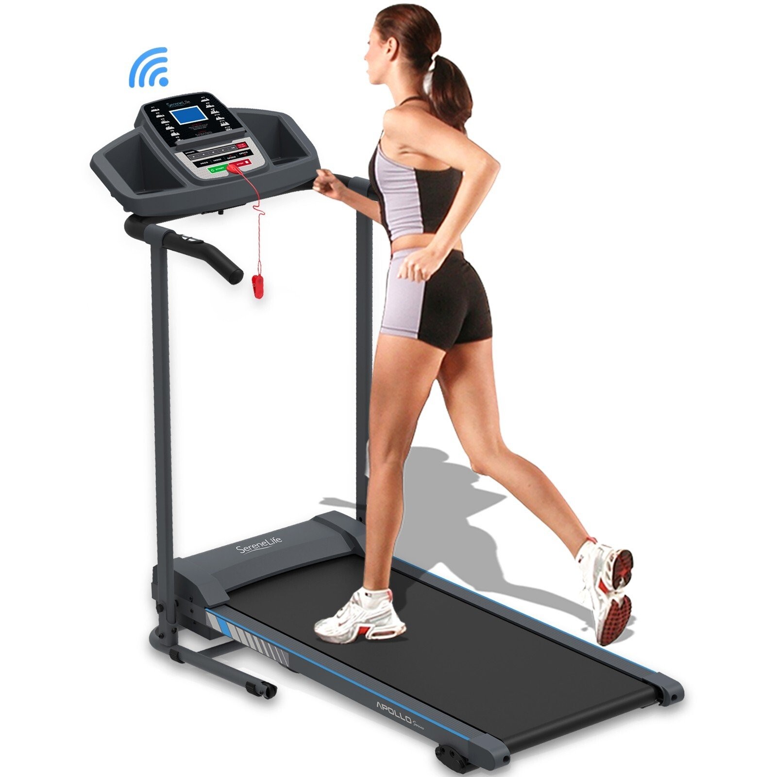 SereneLife Electric Folding Treadmill Exercise Machine Smart Compact Design