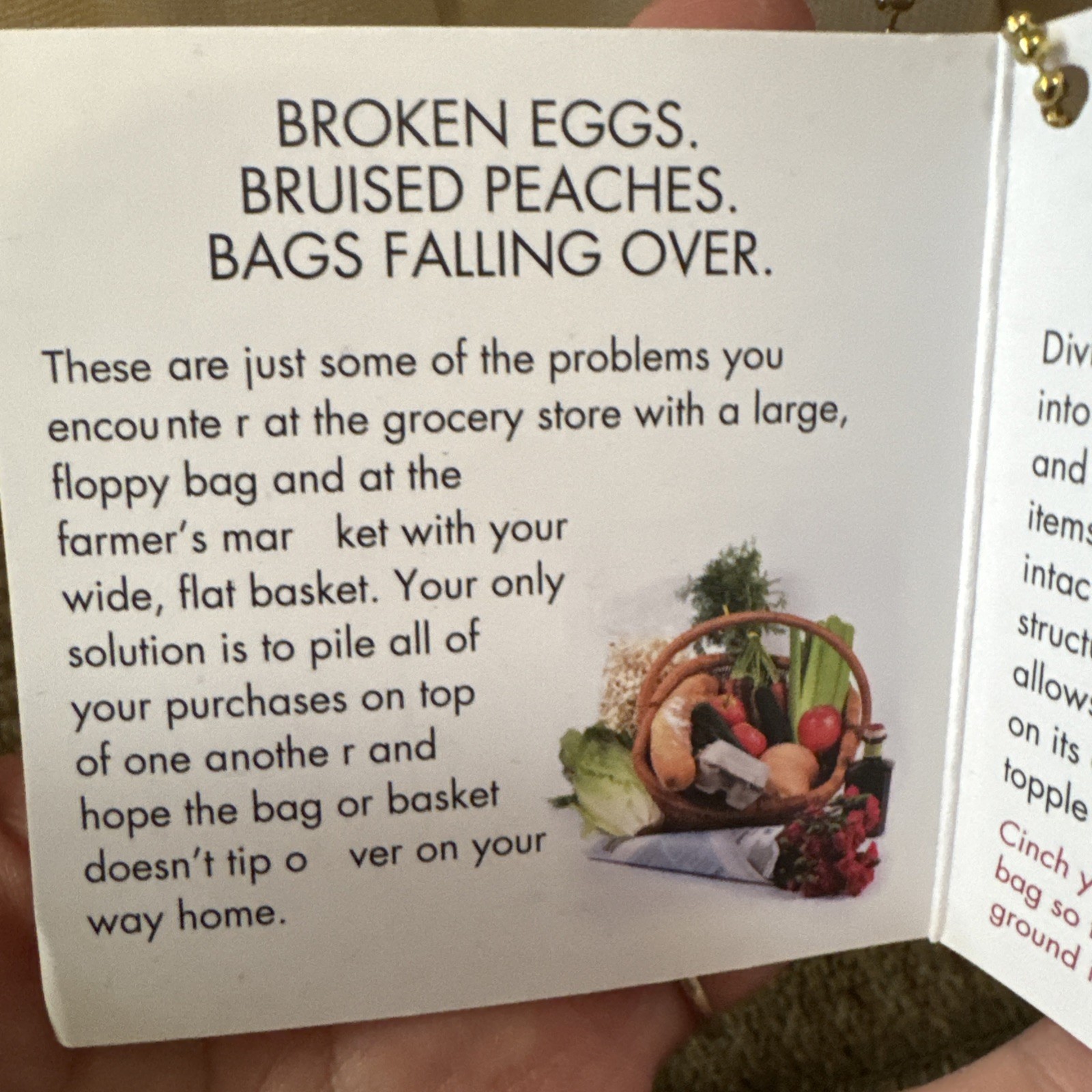 NWT CapaBunga Farmer's Market Tote Shopping Bags with Handles - 7 Pockets