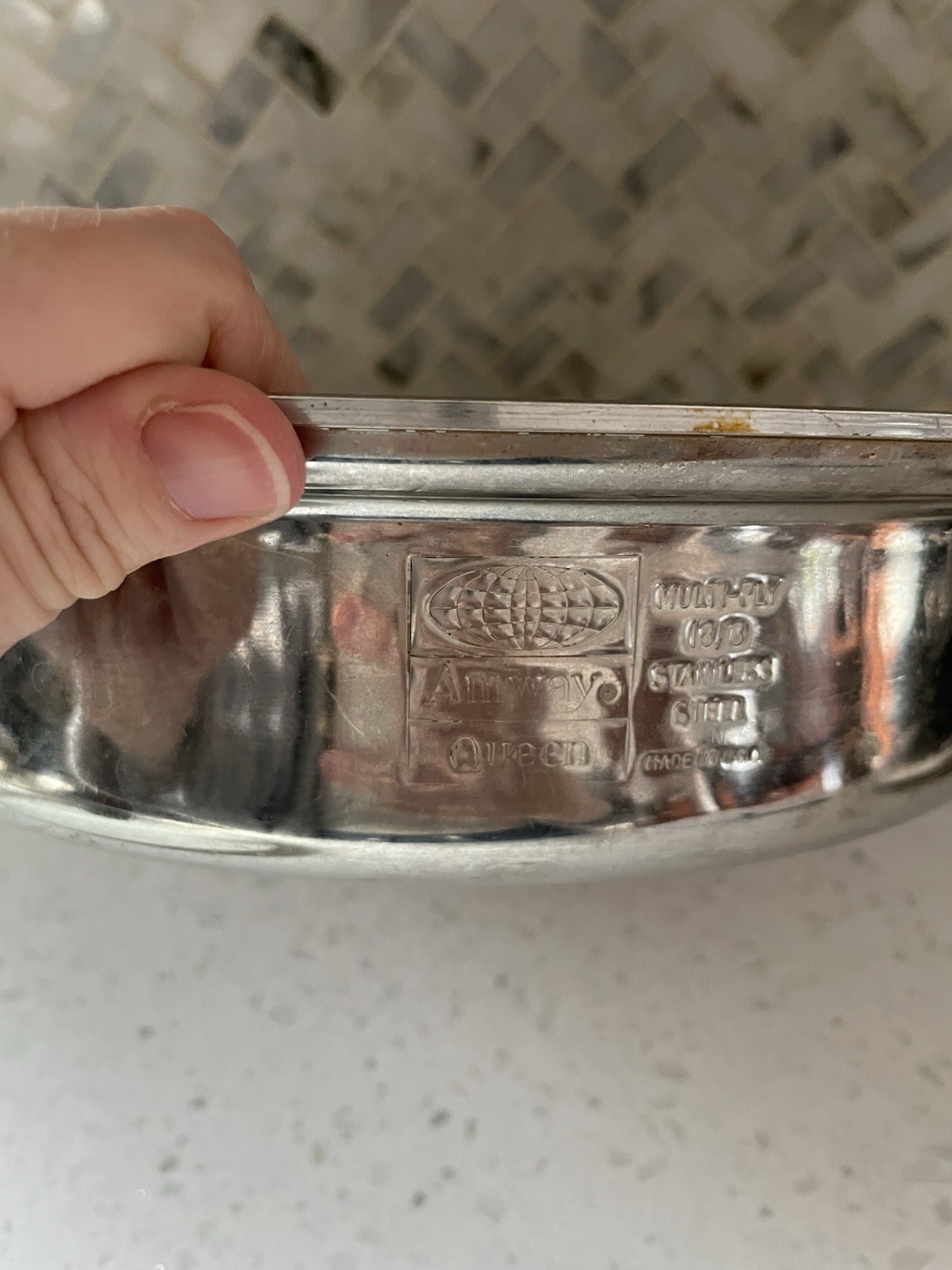 Vintage Amway Queen 3 Ply18/8 Stainless Steel 10-1/2"Frying Pan Not Original Lid