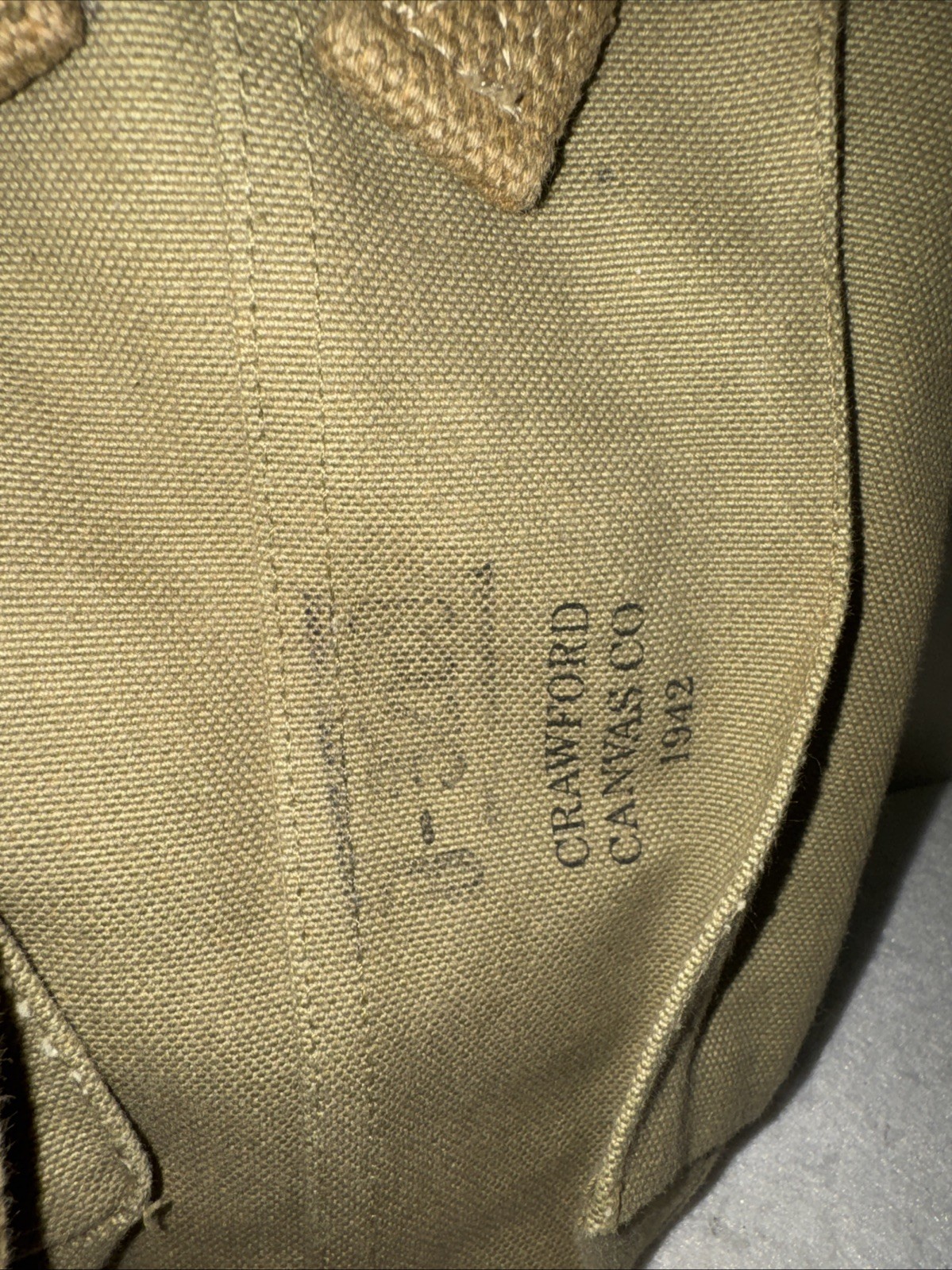 Vintage 1942 Dated WWII US ARMY TOMPSON 30RD .45 STICK MAGAZINE AMMO CARRY BAG