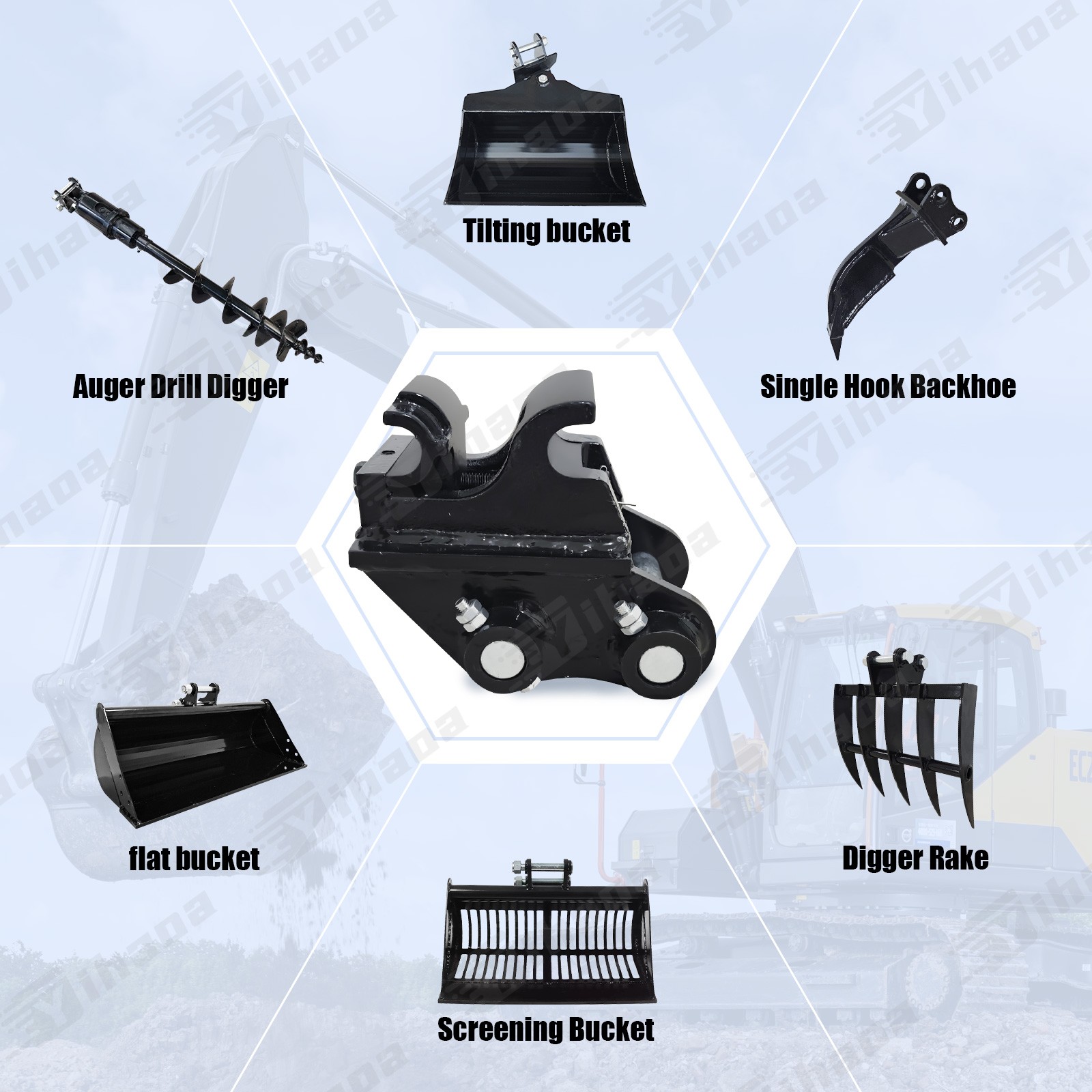 TYPHON Attachment Quick Hitch Coupler Attachments for Mini Excavators Excavator