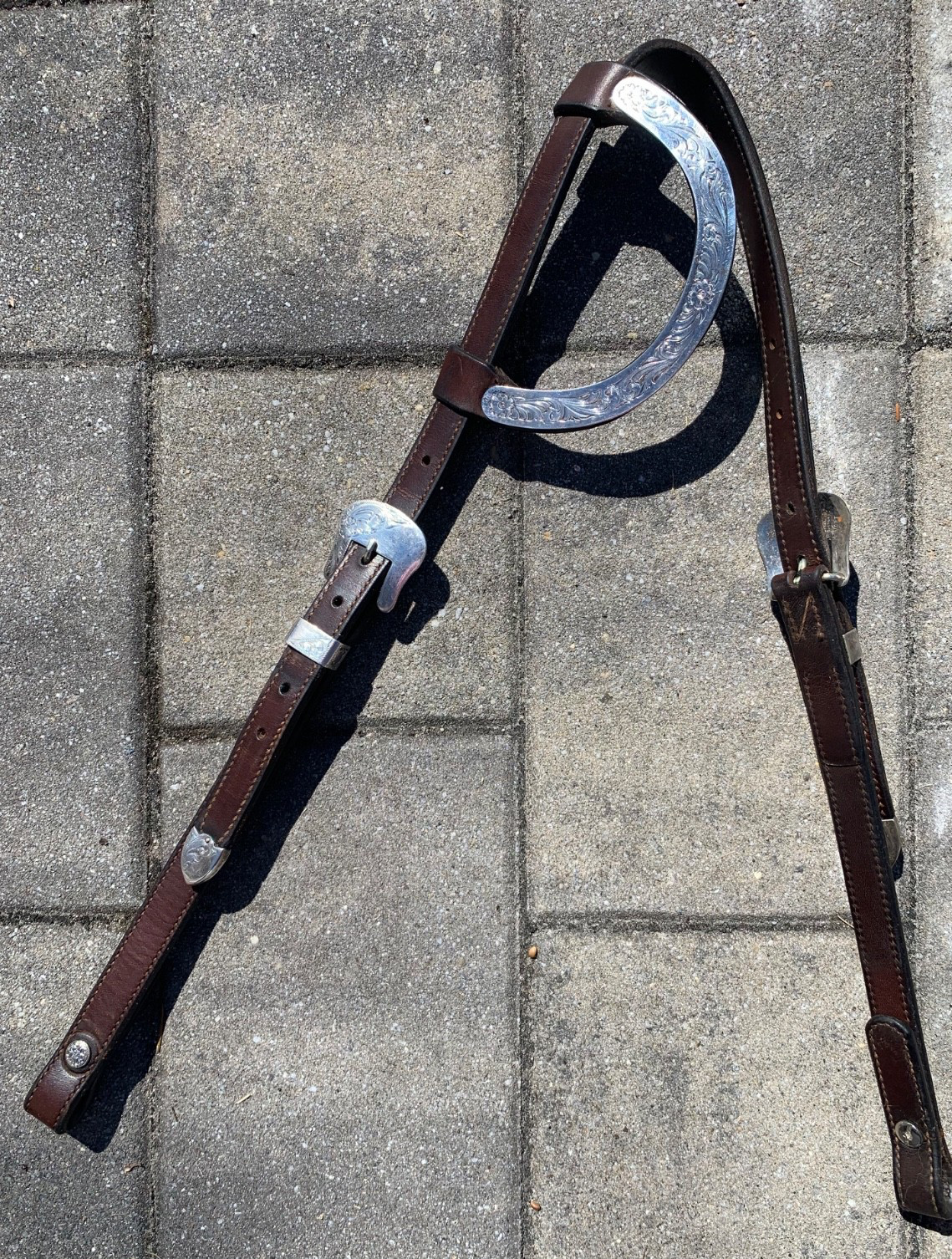 VOGT Sterling Silver Horse Show SLIDING ONE EAR HEADSTALL Leather Western Bridle