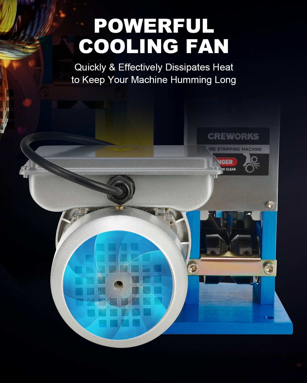 CREWORKS Automatic Wire Stripping Machine for 0.06"-1" Copper Wires 7/0-15 AWG