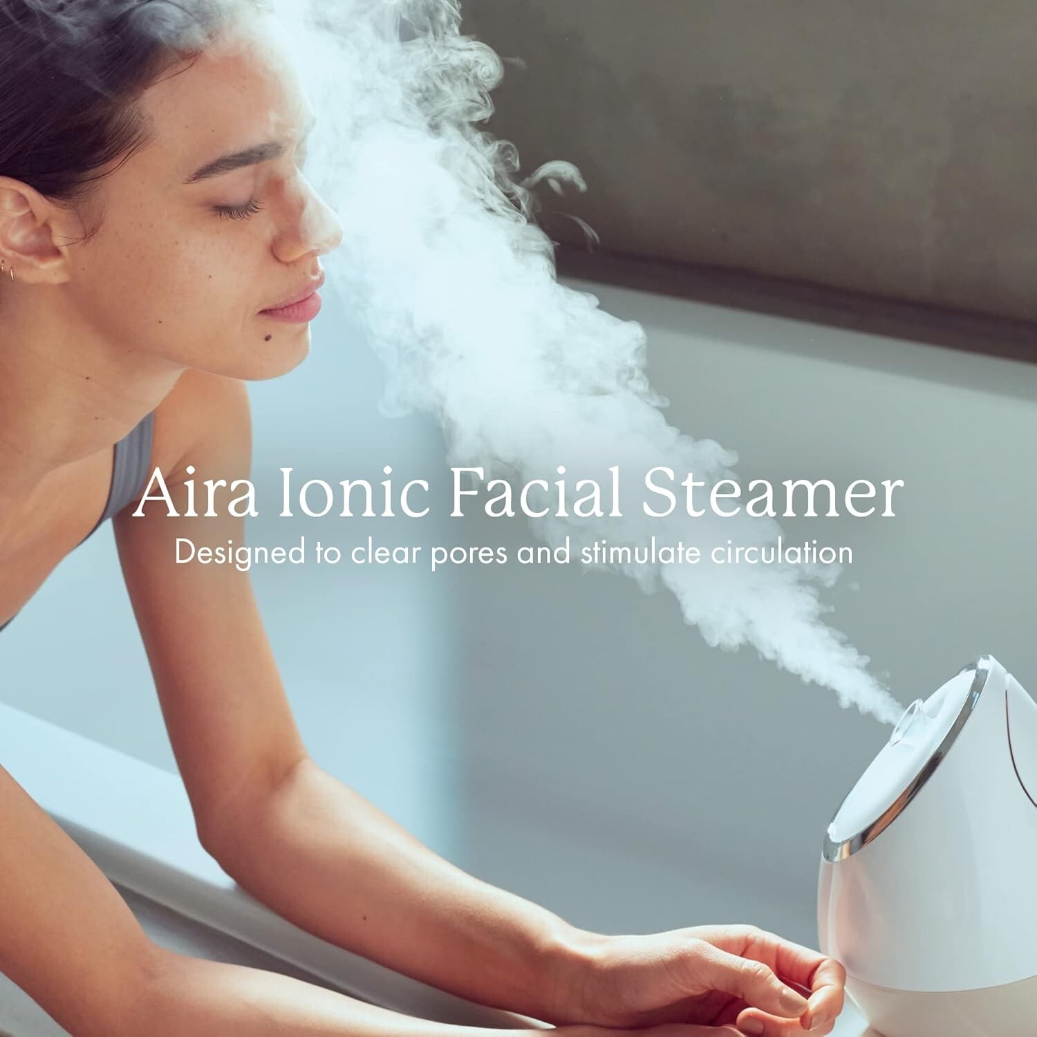 Aira Ionic Facial Steamer Vanity Planet Silver Cleanses and Moisturizes (Beige)