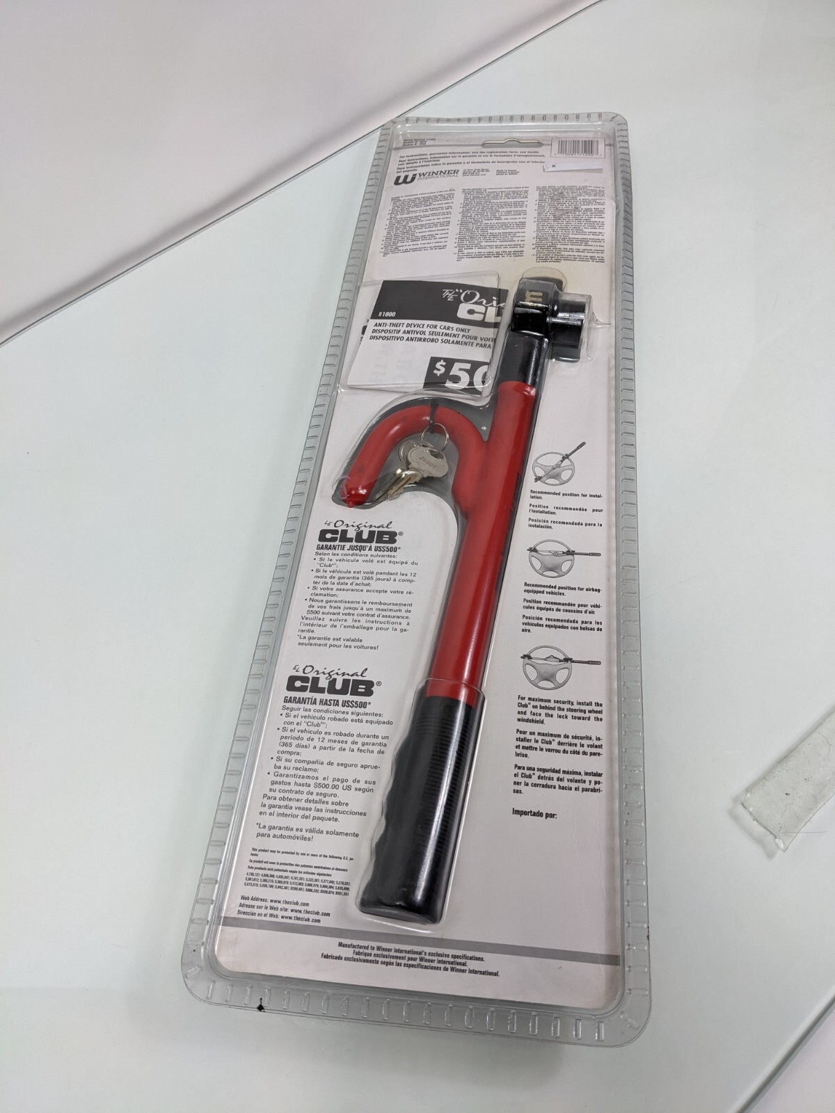 Vintage The "Original" Club Car Steering Wheel Lock - Model 1000 Red 2 Keys NOS