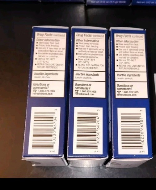 3 Lot REFRESH P.M. PM Preservative-Free Eye Ointment .12oz (3.5g) [Exp: 2027+]