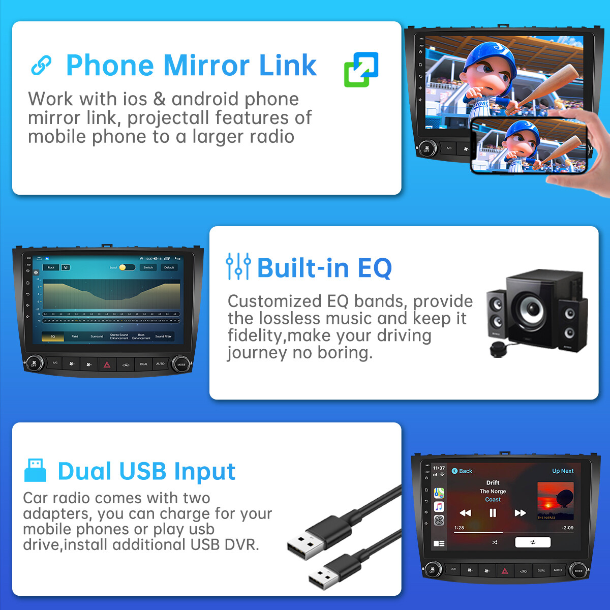 For Lexus IS250 IS350 2006-2012 Android 13 Car Stereo Radio GPS Nav BT RDS 32GB