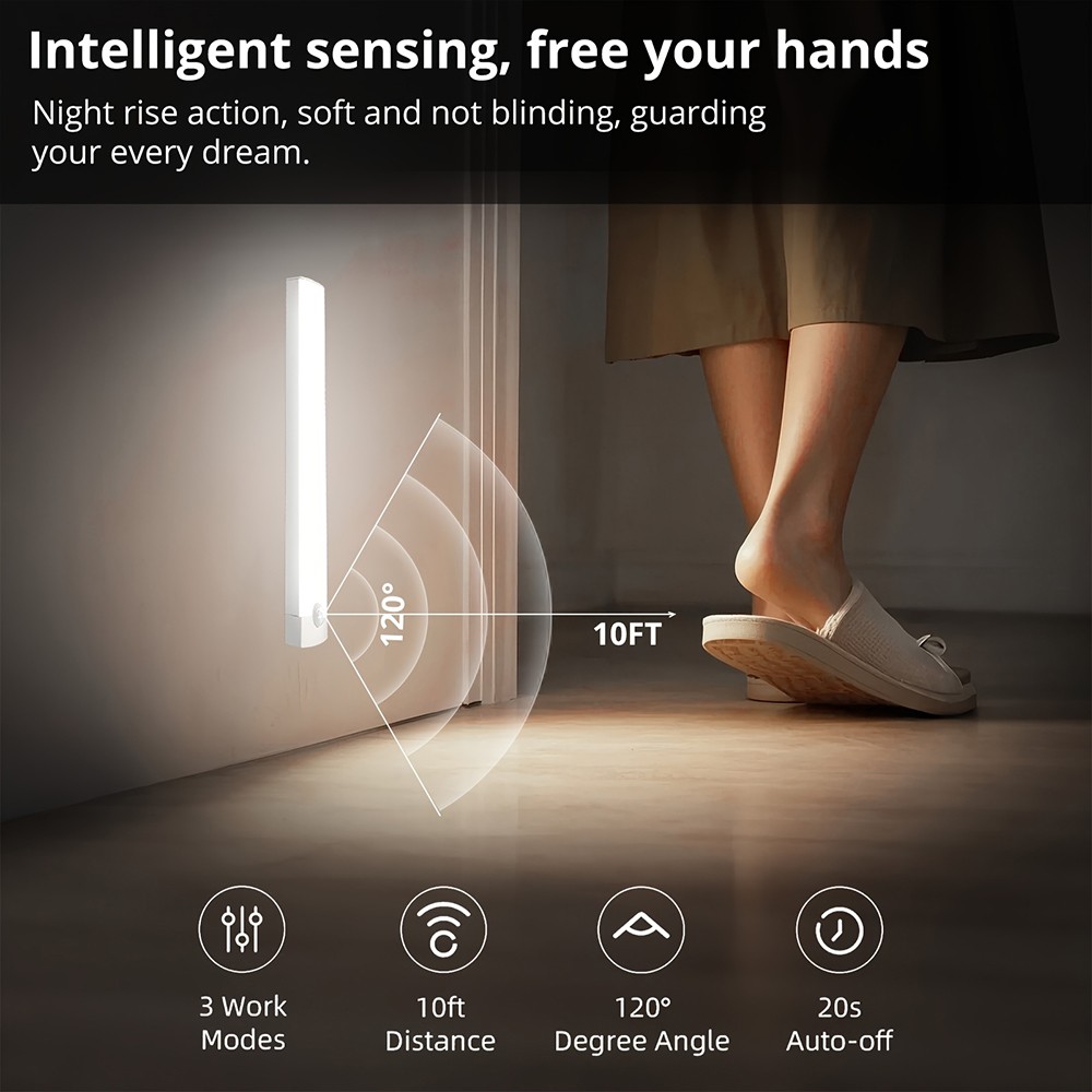 4-Pack LED Under Cabinet Lights, Rechargeable Motion Sensor, 3 Color Dimmable