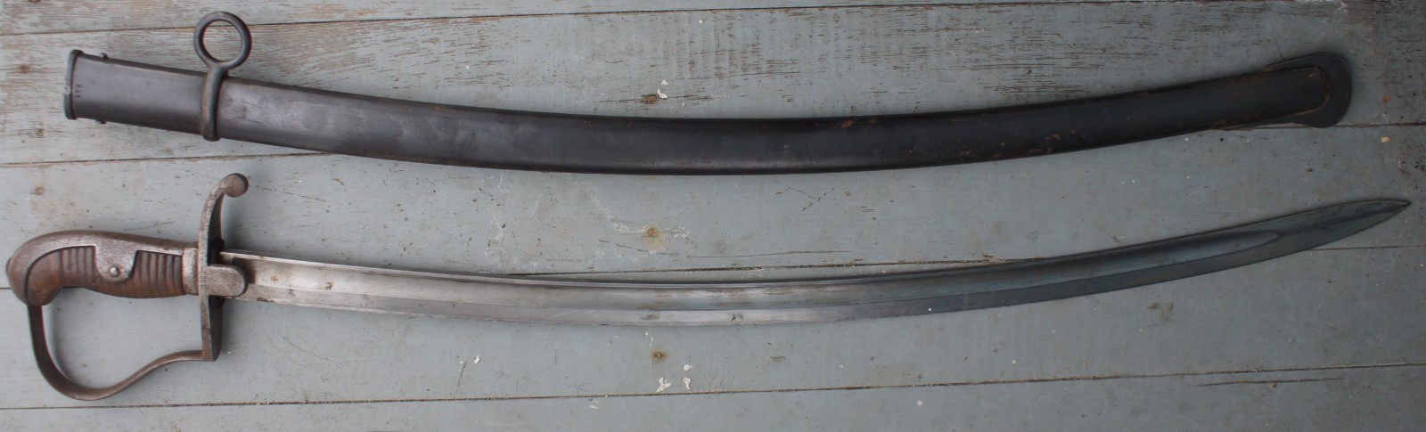 Imperial German Model 1873-1896 Artillery Saber w/ Scabbard Unit Marks FW HOLLER